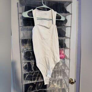 White Ribbed Girls' One-Piece Bodysuit - Classic Tank Style